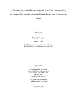 A Two-Stage Information-Theoretic Approach to Modeling Landscape-Level