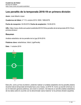 Los Penaltis De La Temporada 2018-19 En Primera División