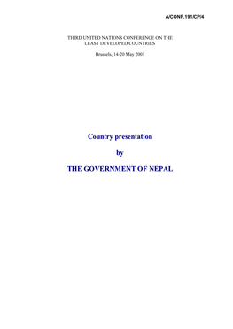 Country Presentation by the GOVERNMENT of NEPAL