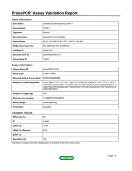 Primepcr™Assay Validation Report