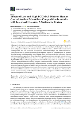 Effects of Low and High FODMAP Diets on Human Gastrointestinal Microbiota Composition in Adults with Intestinal Diseases