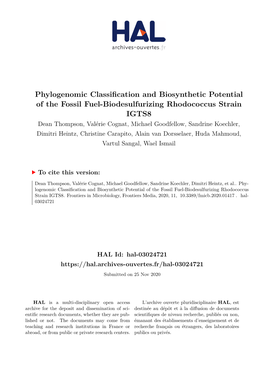 Phylogenomic Classification and Biosynthetic Potential of the Fossil