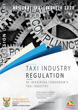 Taxi Industry Regulation Re-Imagining Tomorrow’S Taxi Industry