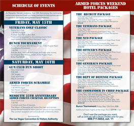 Armed Forces Weekend Hotel Packages Schedule of Events