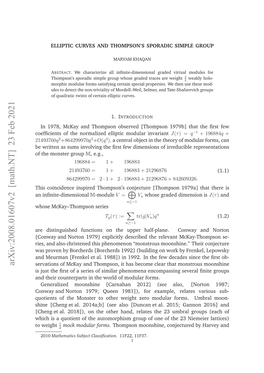 Arxiv:2008.01607V2 [Math.NT] 23 Feb 2021