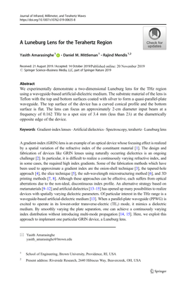 A Luneburg Lens for the Terahertz Region