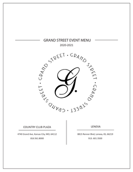 Grand Street Event Menu 2020-2021