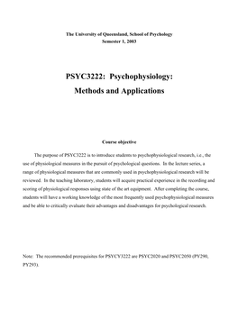 PSYC3222: Psychophysiology: Methods and Applications Tutorials and Practicals