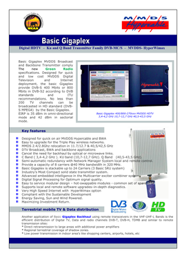 Ku and Q Band Transmitter Family DVB-MC/S – MVDDS- Hyperwimax