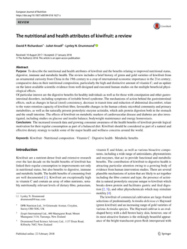 The Nutritional and Health Attributes of Kiwifruit: a Review