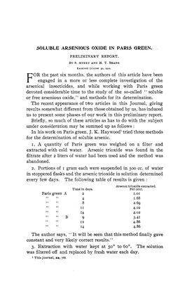 Soluble Arsenious Oxide in Paris Green