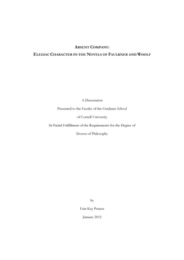 A Dissertation Presented to the Faculty of the Graduate School of Cornell University in Partial Fulfillment of the Requirements