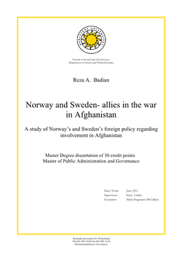 Norway and Sweden- Allies in the War in Afghanistan