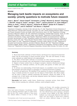 Managing Bark Beetle Impacts on Ecosystems and Society: Priority Questions to Motivate Future Research