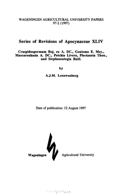 Series of Revisions of Apocynaceae XLIV