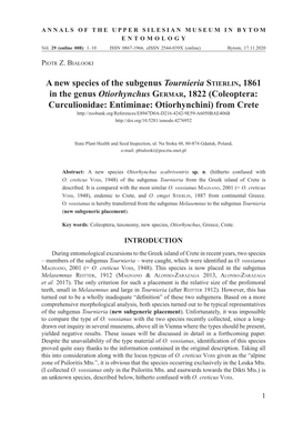 A New Species of the Subgenus Tournieria Stierlin, 1861 in The