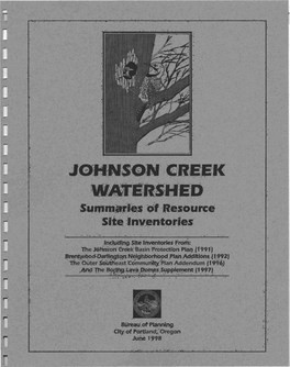JOHNSON CREEK WATERSHED Summaries of Resource Site Inventories