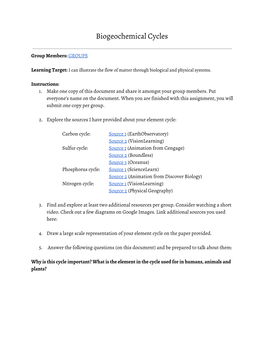 Biogeochemical Cycles