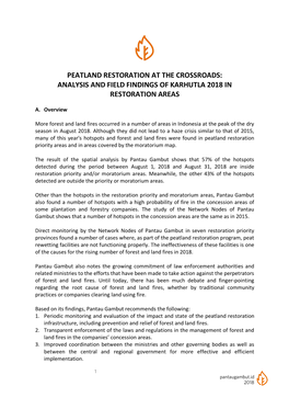 Peatland Restoration at the Crossroads: Analysis and Field Findings of Karhutla 2018 in Restoration Areas