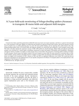 In Transgenic Bt Maize Fields and Adjacent Field Margins