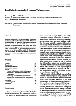 Possible Lattice Organs in Cretaceous Thylacocephala