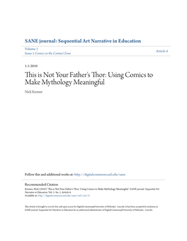 Using Comics to Make Mythology Meaningful," SANE Journal: Sequential Art Narrative in Education: Vol