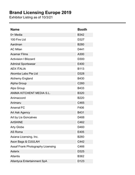 Exhibitor PDF List