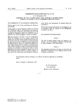 Establishing the Lists of Quality Liqueur Wines Produced in Specified Regions Referred to in Articles 3 and 12 of Regulation (EEC) No 4252/88