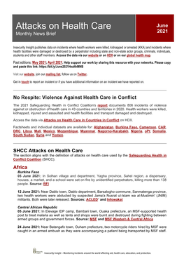 Attacks on Health Care June 2021 Monthly News Brief