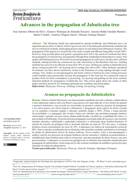 Advances in the Propagation of Jabuticaba Tree