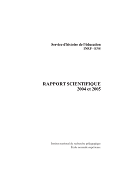 Rapport Scientifique 2004-2005