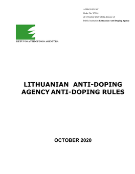 Lithuanian Anti-Doping Agency Anti-Doping Rules