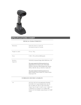 Specifications Chart