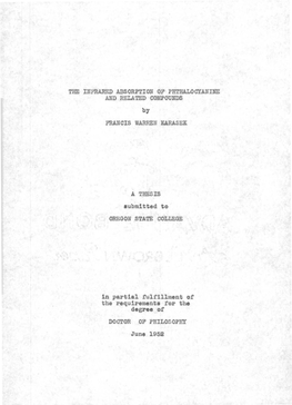 THE INFRARED ABSORPTION of PHTHALOCYANINE and RELATED COMPOUNDS By