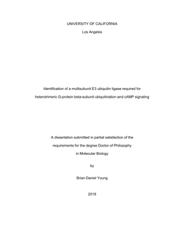 UNIVERSITY of CALIFORNIA Los Angeles Identification of a Multisubunit E3 Ubiquitin Ligase Required for Heterotrimeric G-Protein