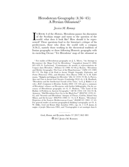 Herodotean Geography (4.36–45): a Persian Oikoumenē? Jessica M