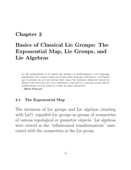 The Exponential Map, Lie Groups, and Lie Algebras