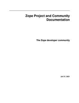 Zope Project and Community Documentation