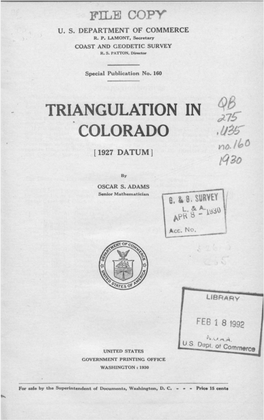 Triangulation in Colorado 1927 Datum