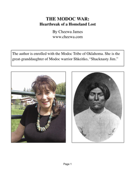 THE MODOC WAR: Heartbreak of a Homeland Lost by Cheewa James