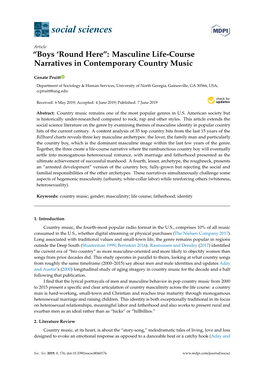 “Boys 'Round Here”: Masculine Life-Course Narratives in Contemporary Country Music