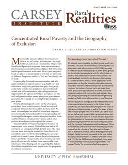 Concentrated Rural Poverty and the Geography of Exclusion Daniel T