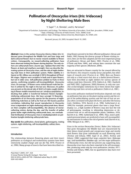 Pollination of Oncocyclus Irises (Iris: Iridaceae) by Night-Sheltering Male Bees