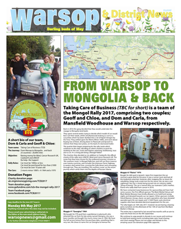 From Warsop to Mongolia & Back