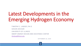 Latest Developments in the Emerging Hydrogen Economy