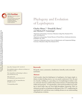 Phylogeny and Evolution of Lepidoptera 267 EN62CH15-Mitter ARI 22 December 2016 11:10