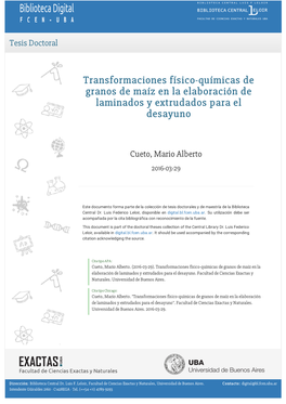 Transformaciones Físico-Químicas De Granos De Maíz En La Elaboración De Laminados Y Extrudados Para El Desayuno