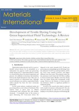 Development of Textile Dyeing Using the Green Supercritical Fluid Technology: a Review