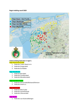 Regio-Indeling Vanaf 2020