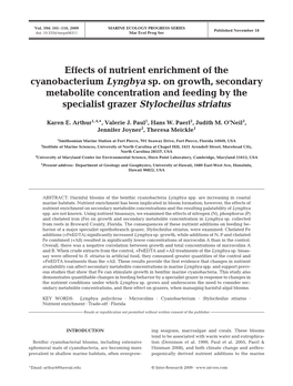 Effects of Nutrient Enrichment of the Cyanobacterium Lyngbya Sp. On